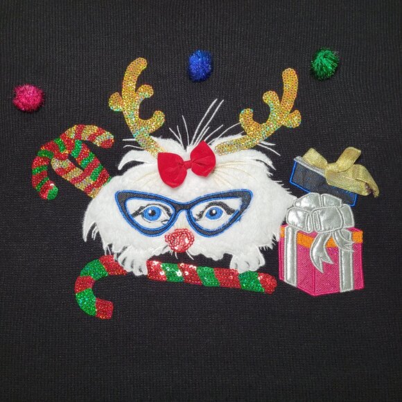 33 Degrees Christmas Sweater Crewneck Holiday Party Black Red Womens Size Small - Picture 4 of 11